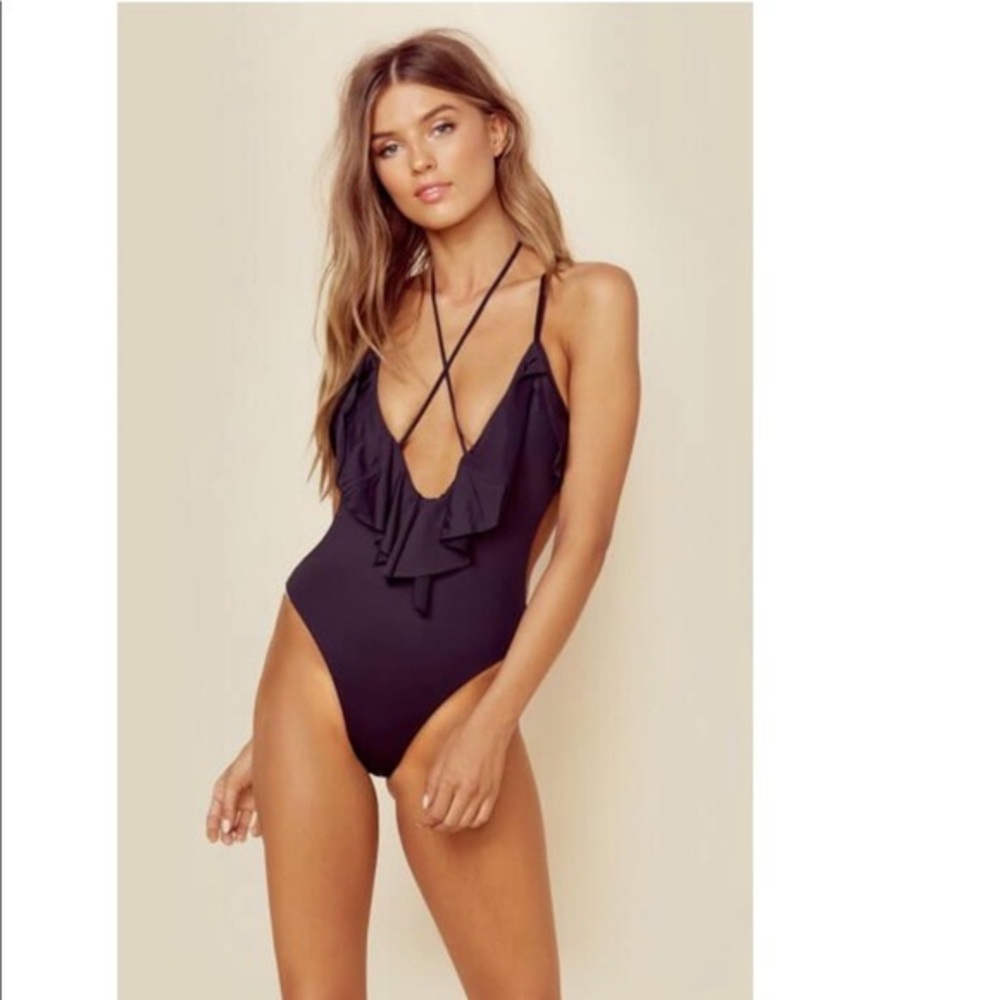 Blue Life Ruffled Romance One Piece in Black